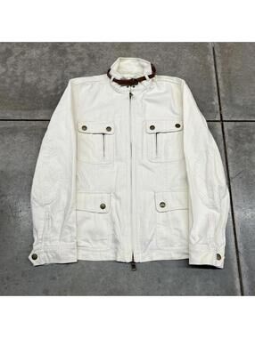 vintage ralph lauren jeans co denim zip up white jacket size xl WOMENS
